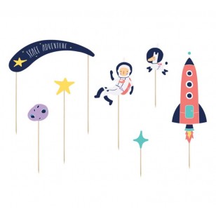 Space Themed Birthday Cake Toppers